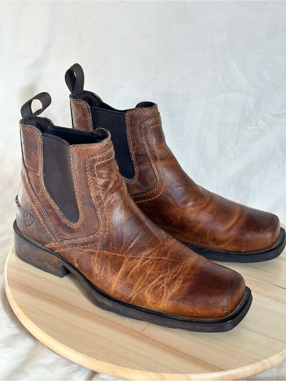 Ariat Midtown Rambler Square Toe Chelsea Boots Brown Leather US 8D